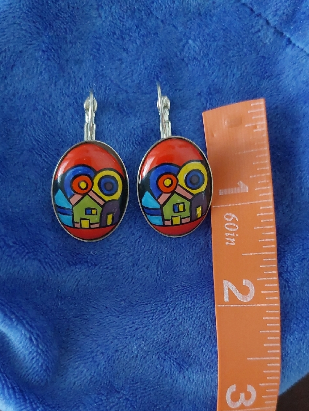 ENAMEL EARRINGS Colorful Abstract Design - Picture 4 of 6